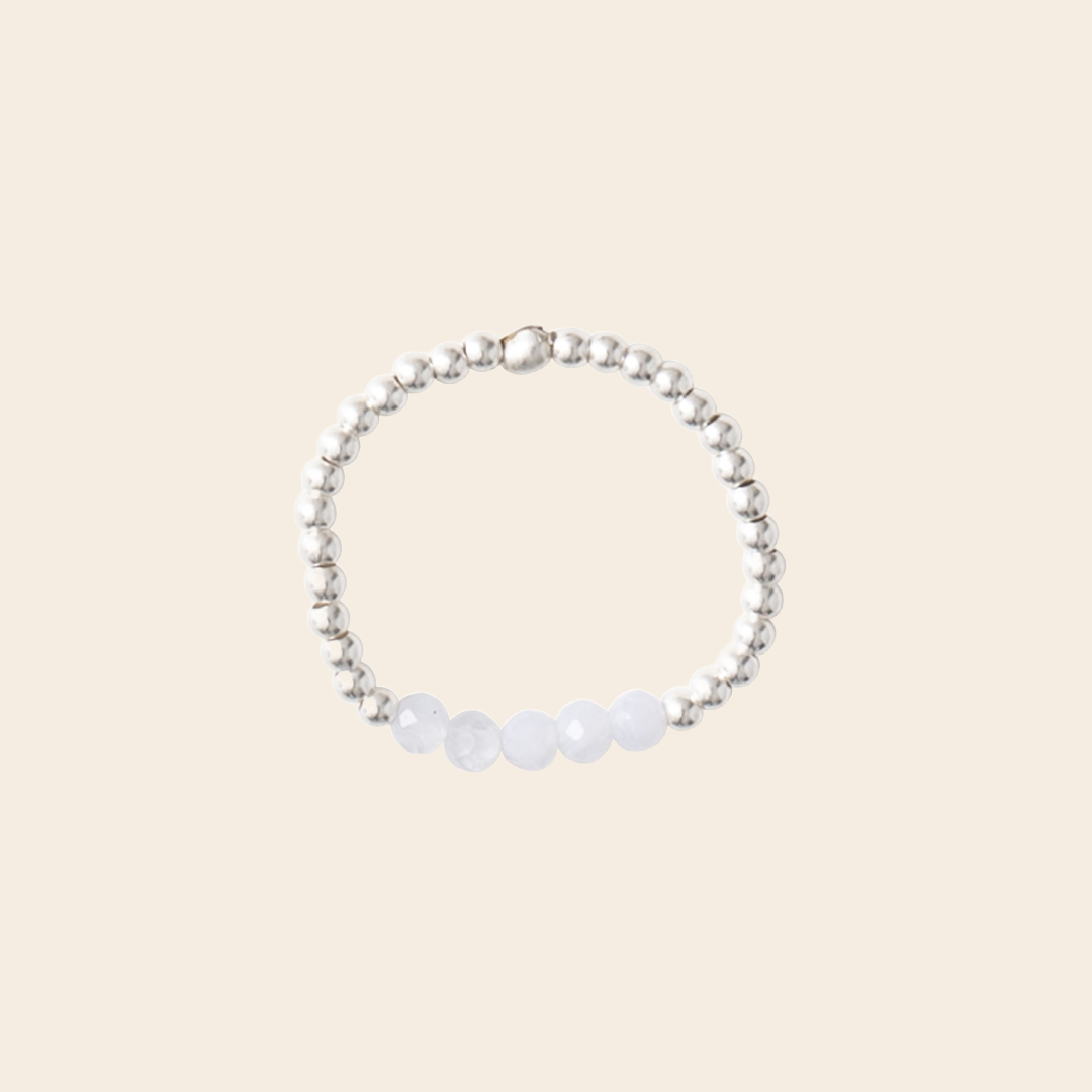 A Beautiful Story Ring 'Beauty' - Blue Lace Agate Zilver