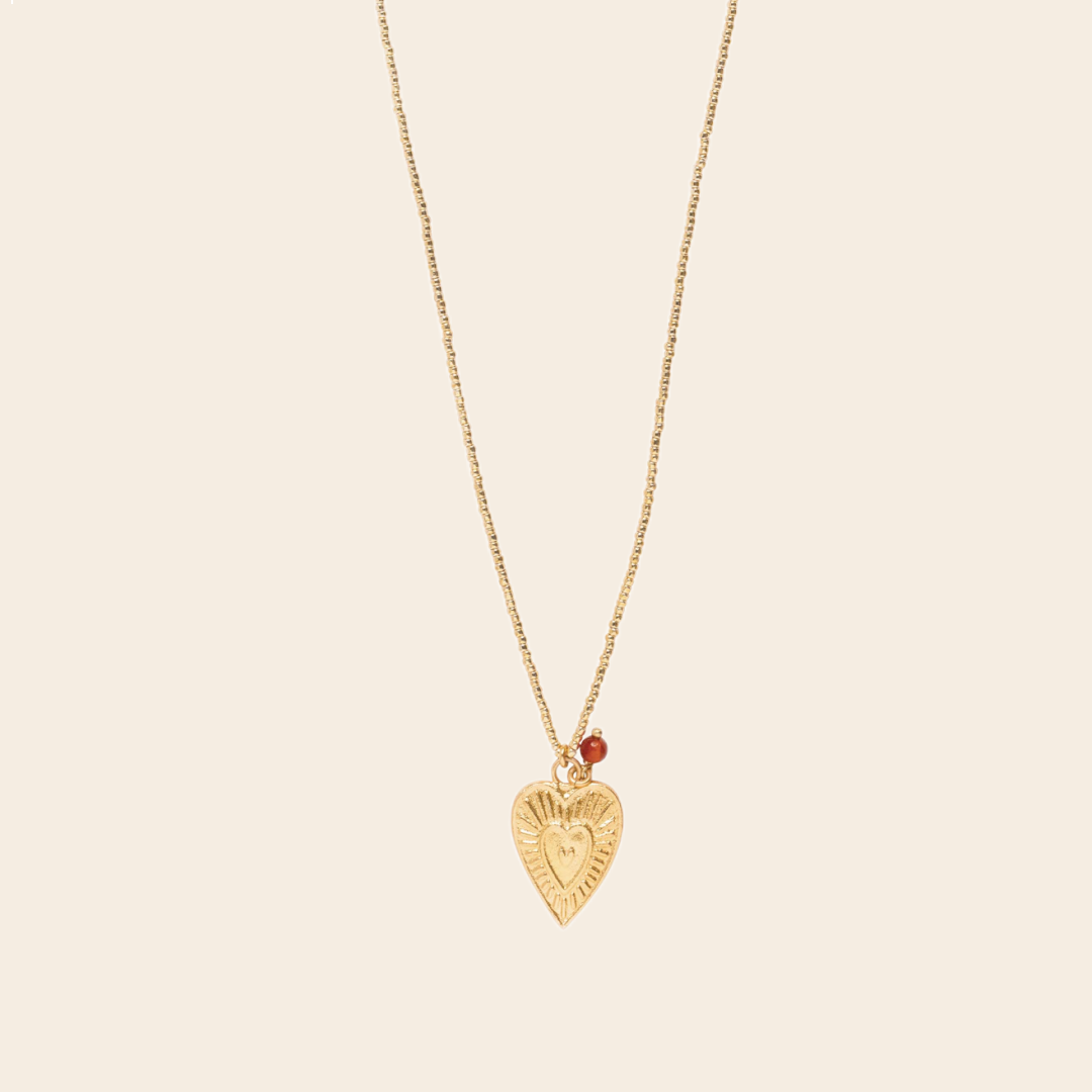 A Beautiful Story ketting 'Paradise'  vintage hart - carneool