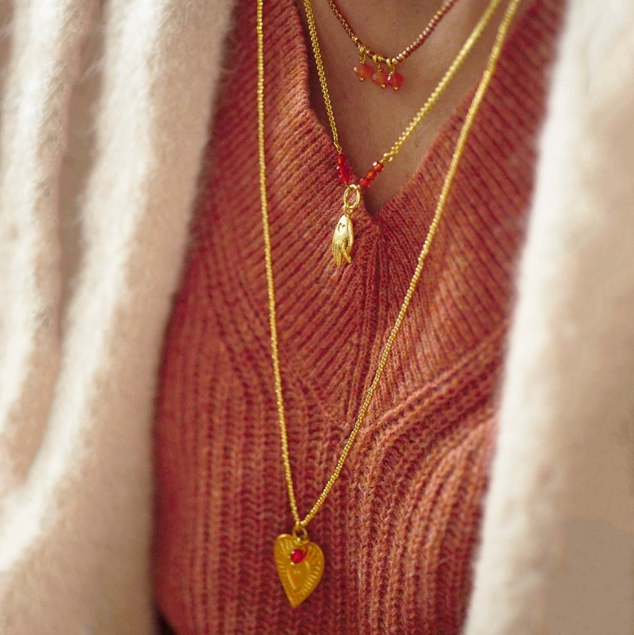 A Beautiful Story ketting 'Paradise'  vintage hart - carneool