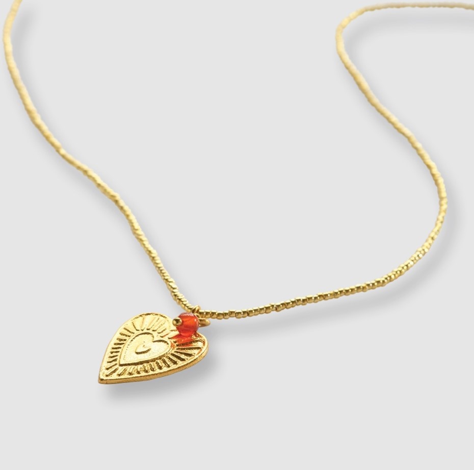 A Beautiful Story ketting 'Paradise'  vintage hart - carneool