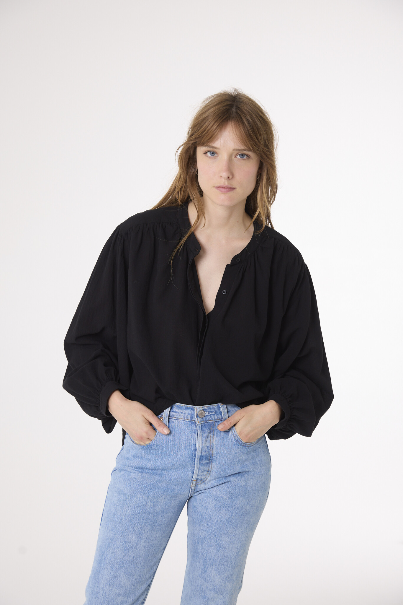 SacreCoeur blouse 'Lena' katoen  - zwart