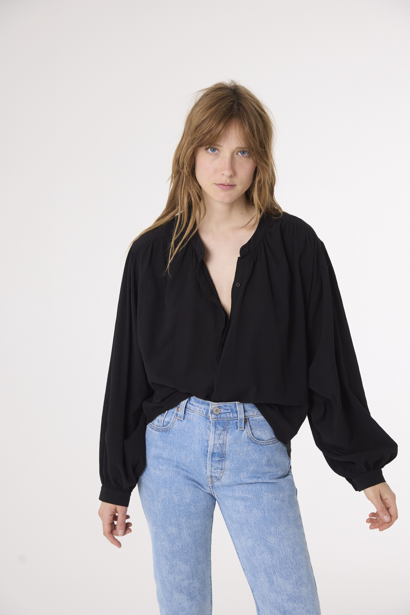 SacreCoeur blouse 'Lena' katoen  - zwart