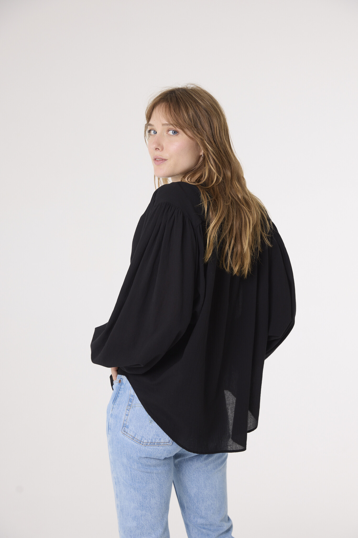 SacreCoeur blouse 'Lena' katoen  - zwart