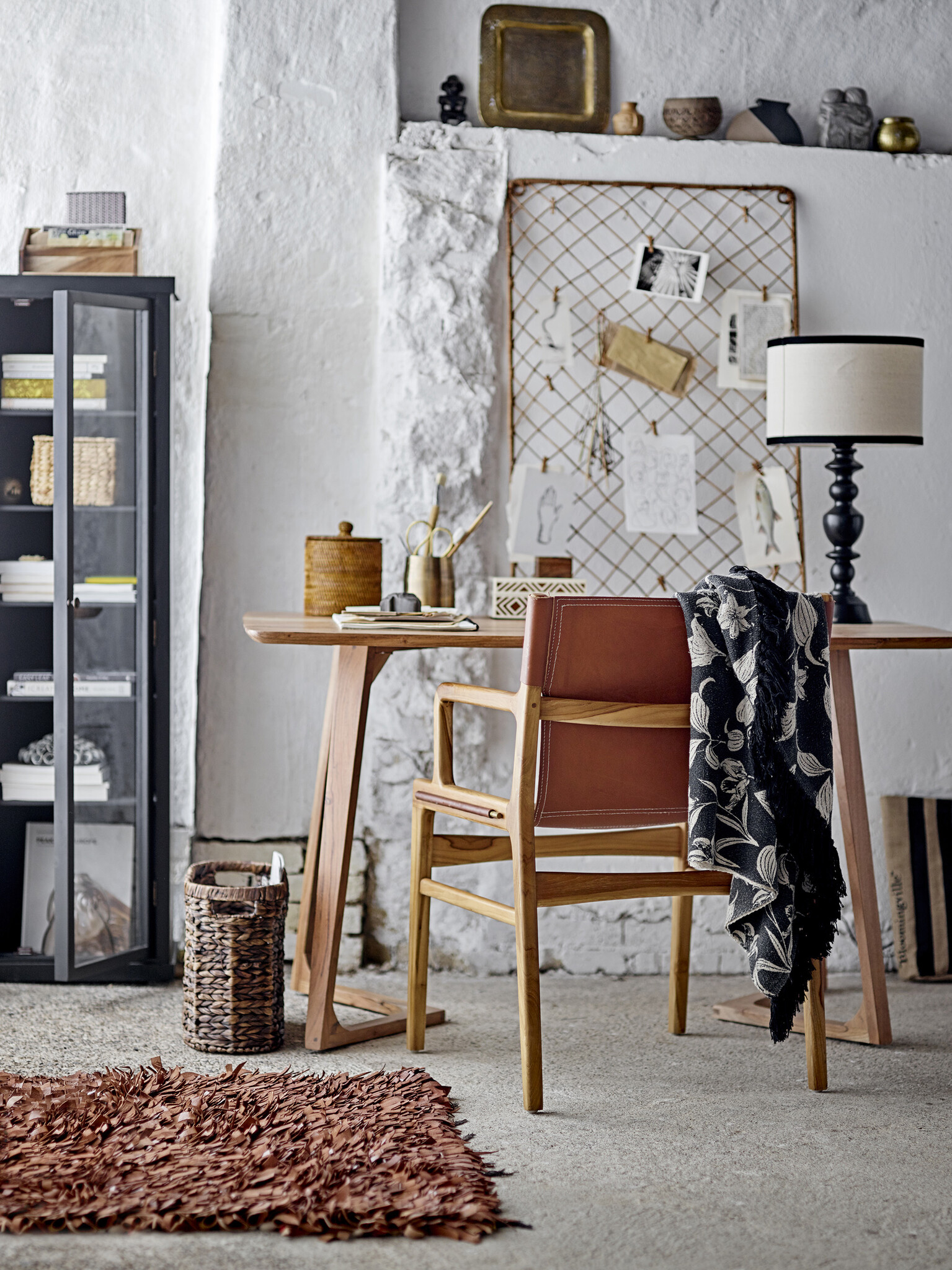 Bloomingville stoel 'Olle' - hout / leder