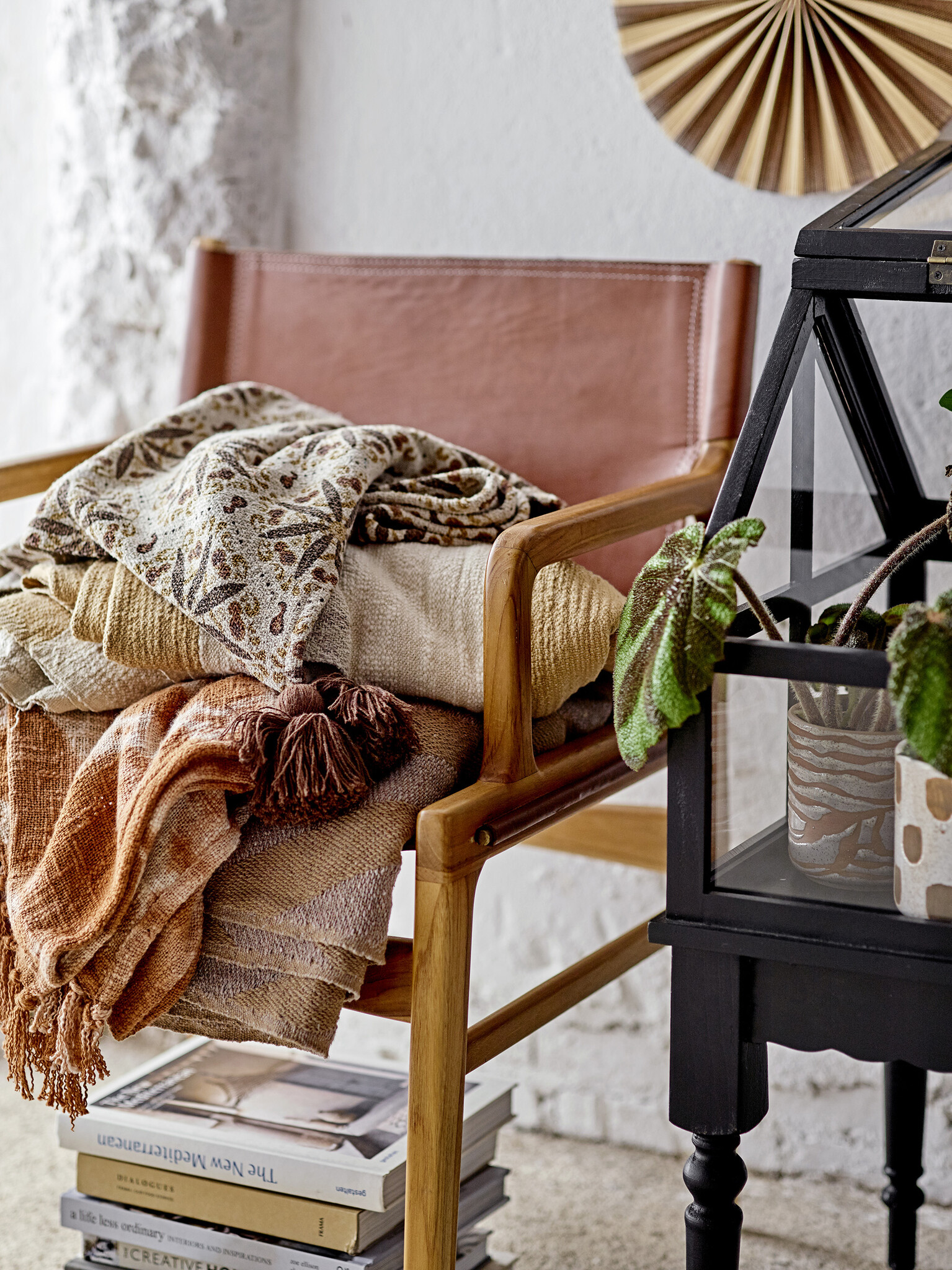 Bloomingville stoel 'Olle' - hout / leder