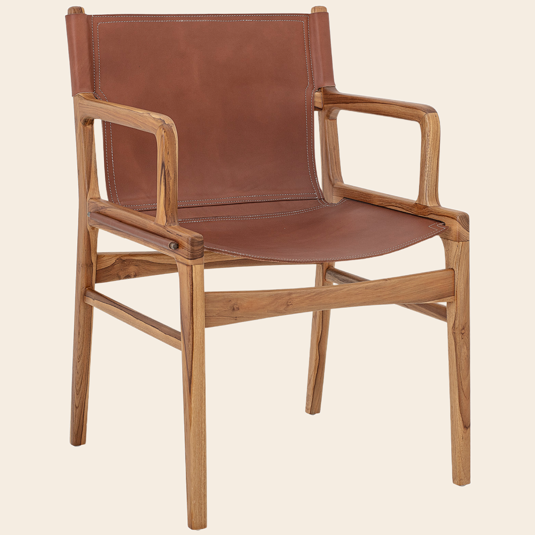 Bloomingville stoel 'Olle' - hout / leder