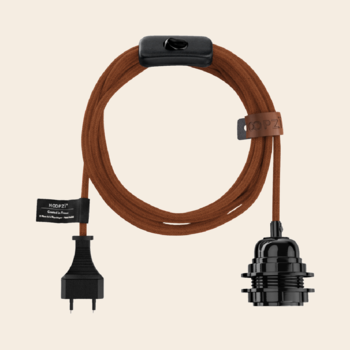Hoopzi fitting met stekker en schakelaar - caramel / zwart