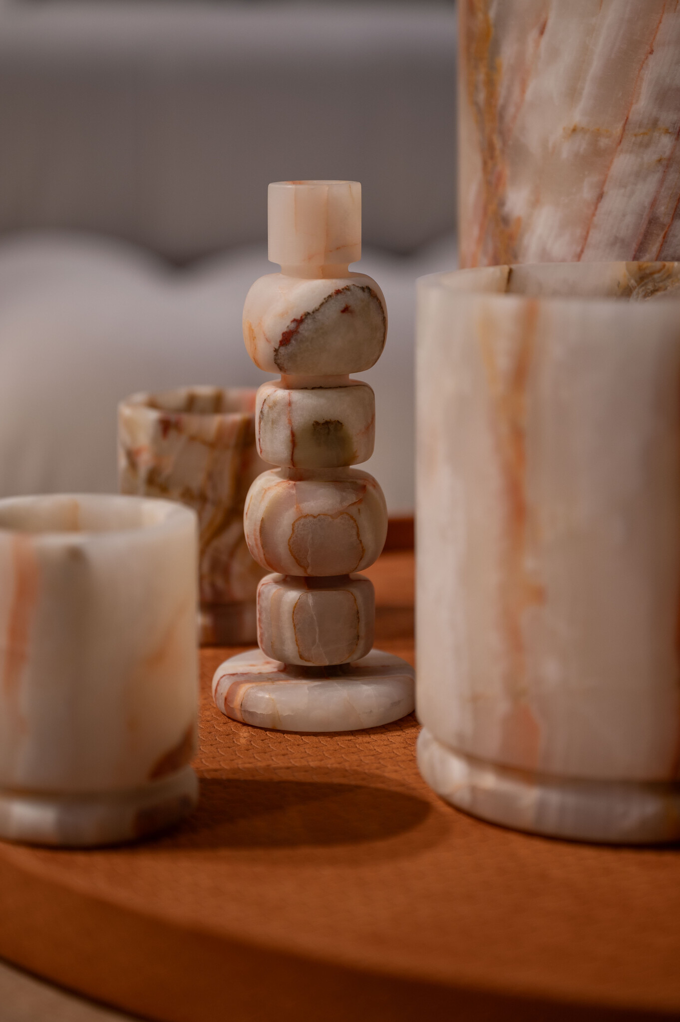 Zaconi kandelaar 'Unwinding Brown ' L - onyx