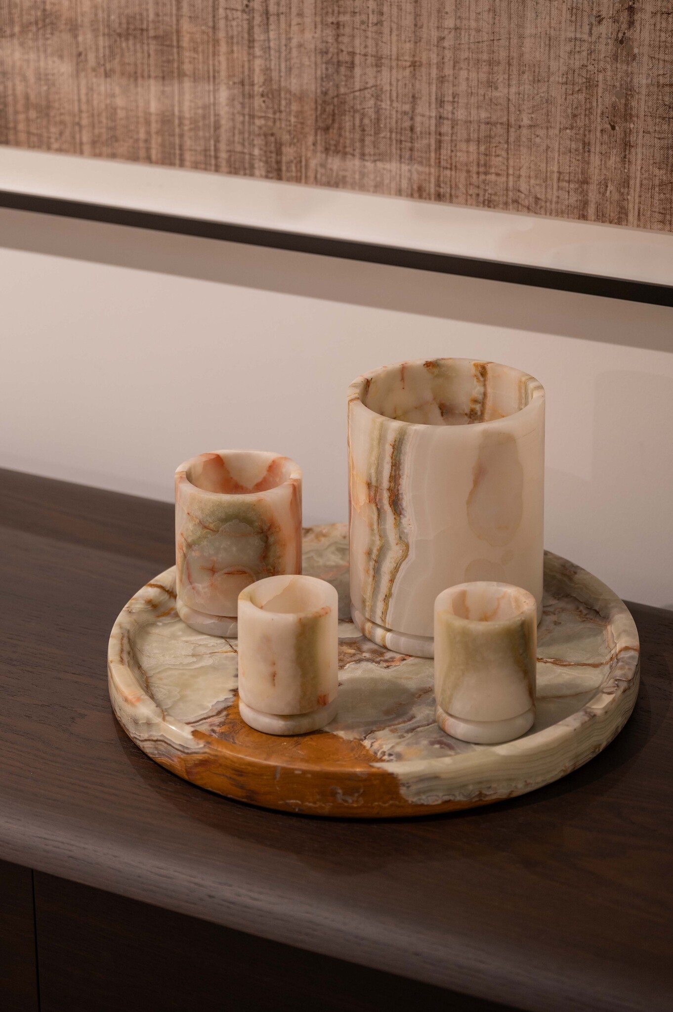 Zaconi t-licht houder 'Unwinding Brown' S - onyx