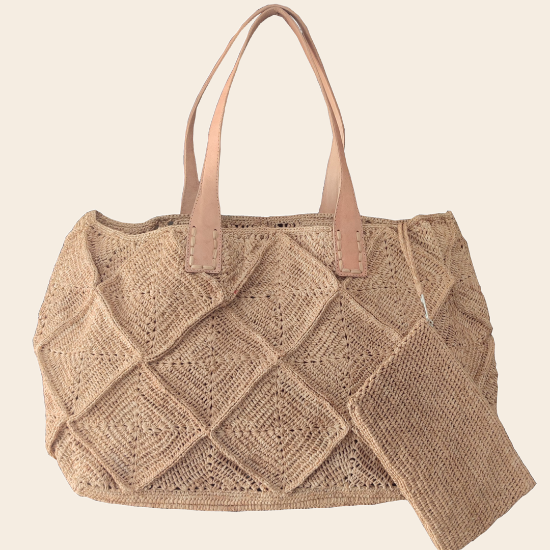 Tongasoa tas 'Maeve' tea - raffia