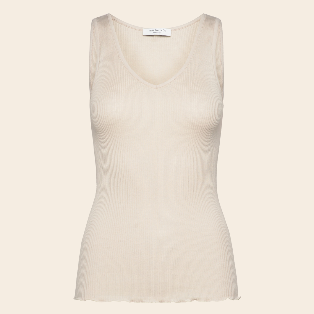 Rosemunde v-hals top 'Beatha' zijde/katoen - rainy day