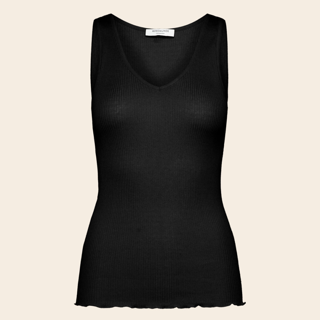 Rosemunde v-hals top 'Beatha' zijde/katoen - zwart