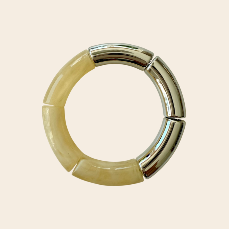 ByBjor bracelet 'Rainbow' Sølv & Hvid - silver / vanilla