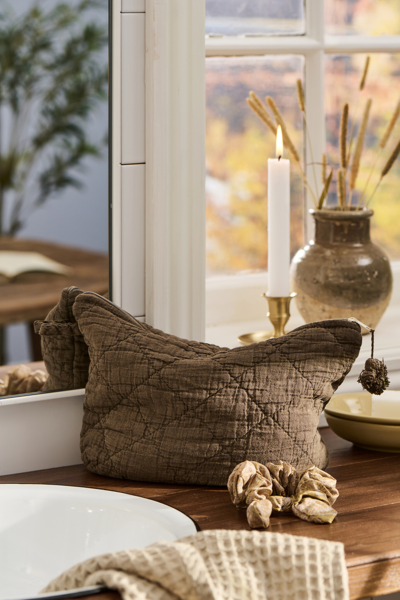 IBLaursen toiletry bag 'Quilted' - chocolat