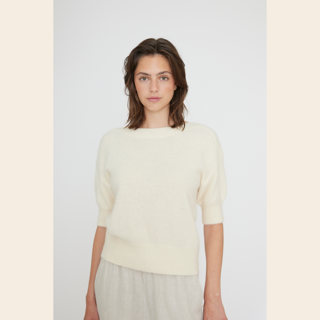 Six Ames short sleeve trui 'Moi' raccoon - off white