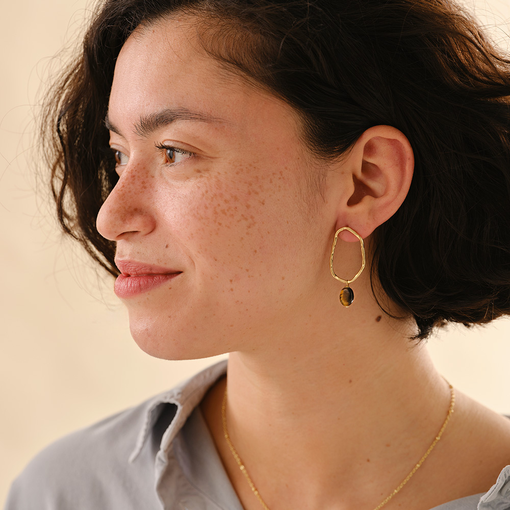 A Beautiful Story earrings 'Bravery' - tigerstone