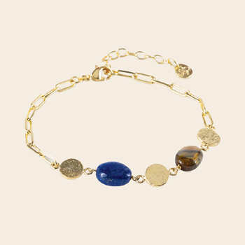 A Beautiful Story armband  'Aesthetic' - lapis lazuli / tijgeroog