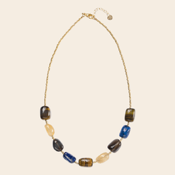 A Beautiful Story ketting 'Excessive' - lapiz lazuli / citrien
