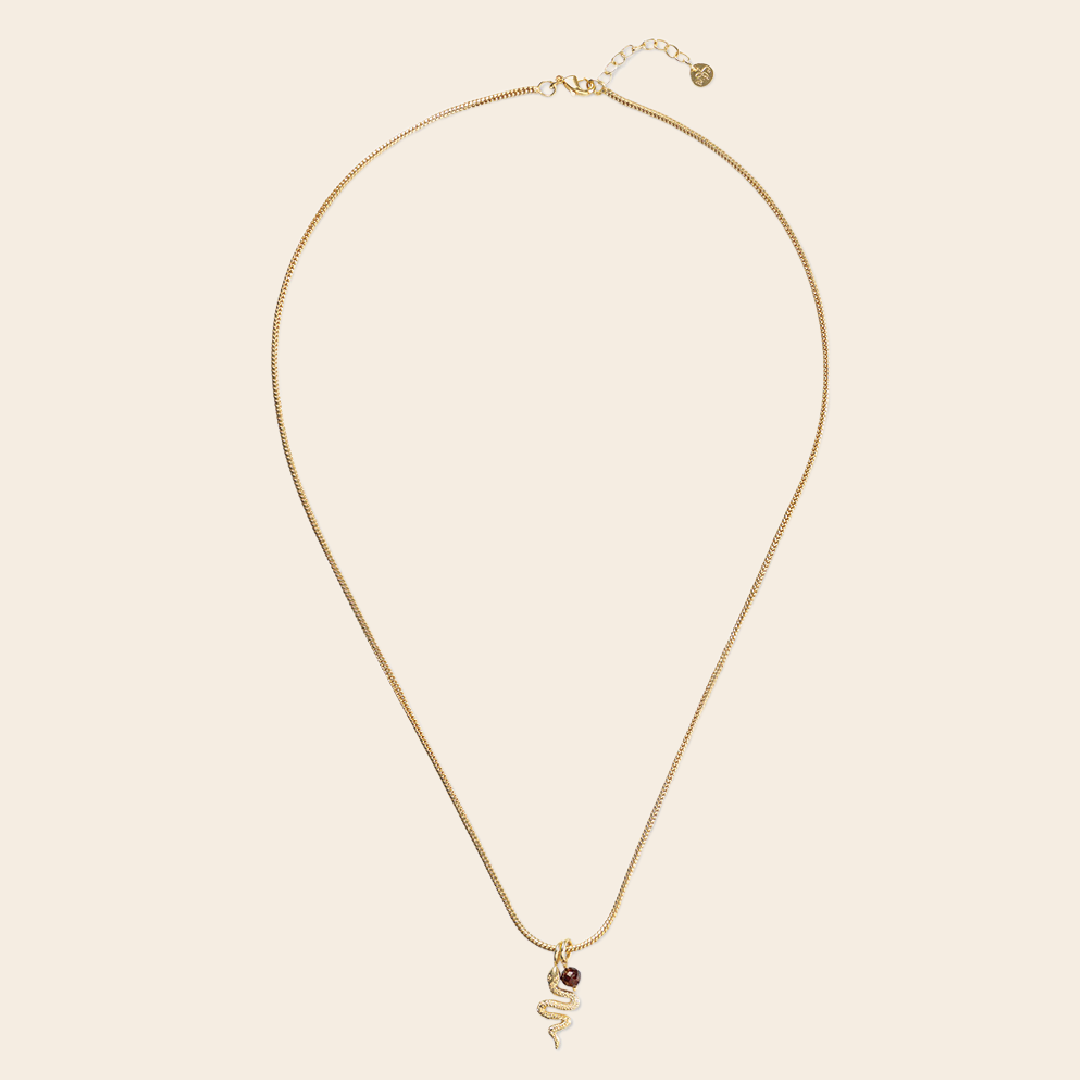A Beautiful Story necklace 'Imagine' snake - garnet