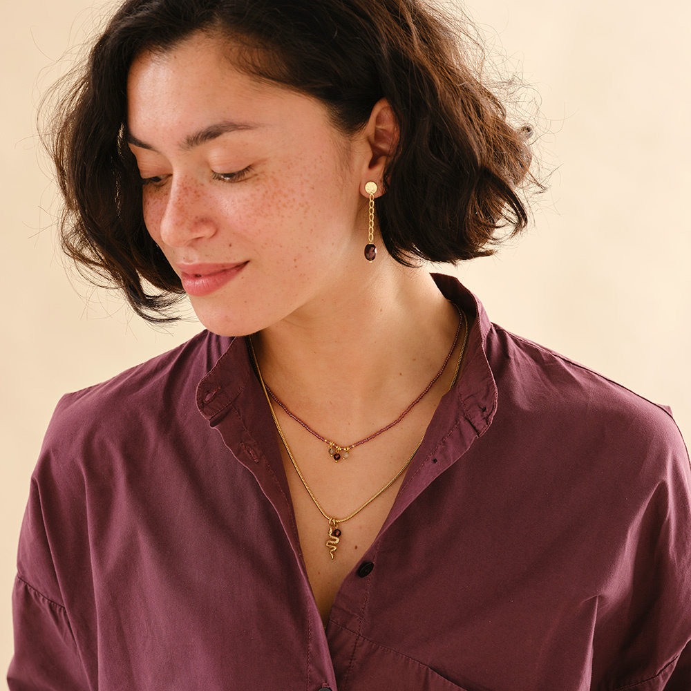 A Beautiful Story necklace 'Imagine' snake - garnet