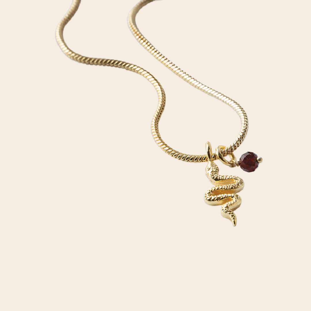 A Beautiful Story necklace 'Imagine' snake - garnet