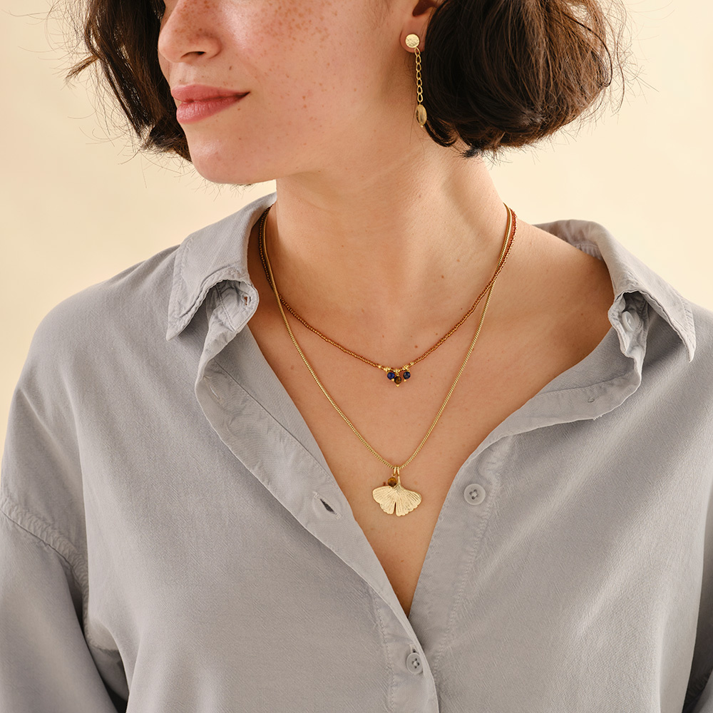 A Beautiful Story ketting 'Imagine' gingko - tijgeroog