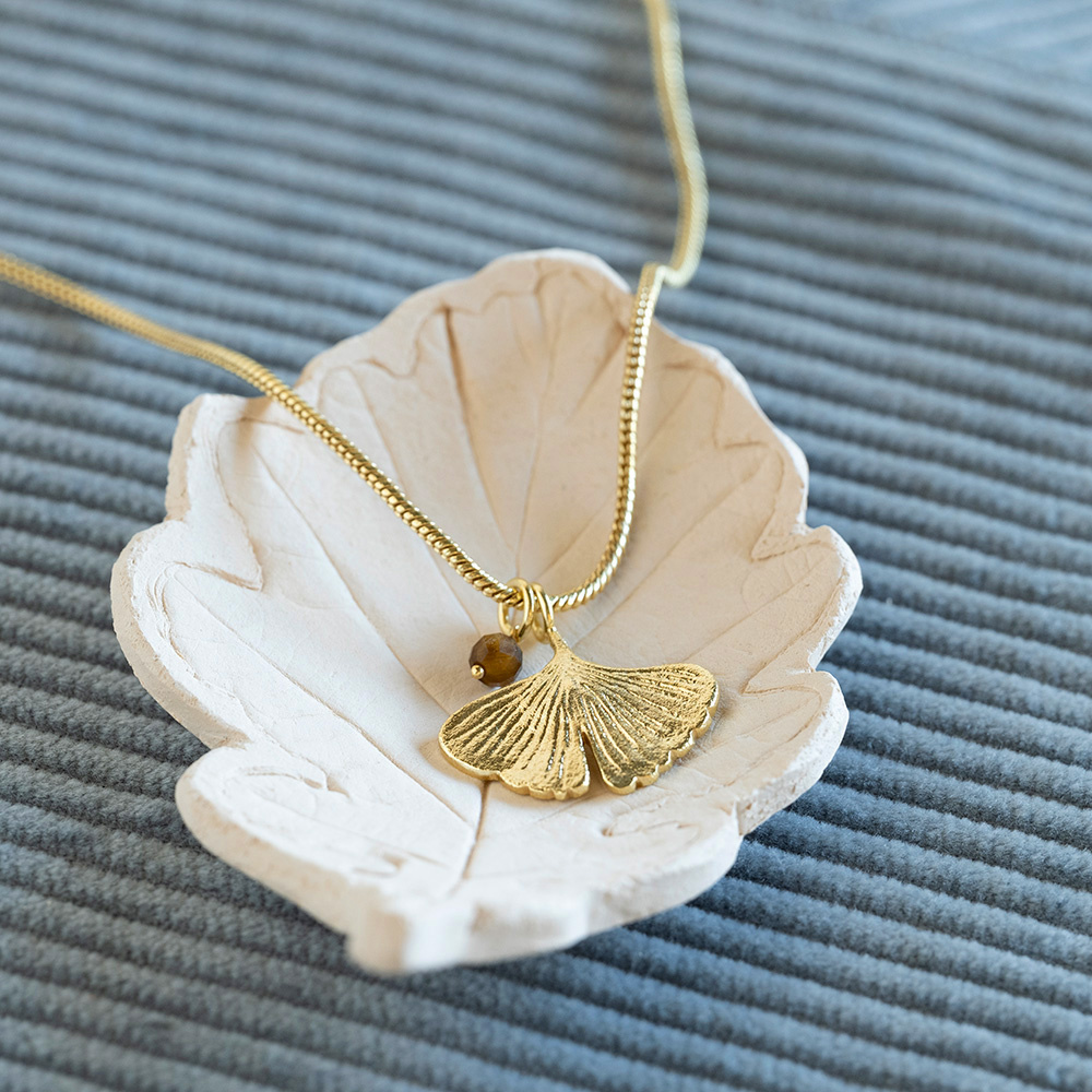 A Beautiful Story ketting 'Imagine' gingko - tijgeroog