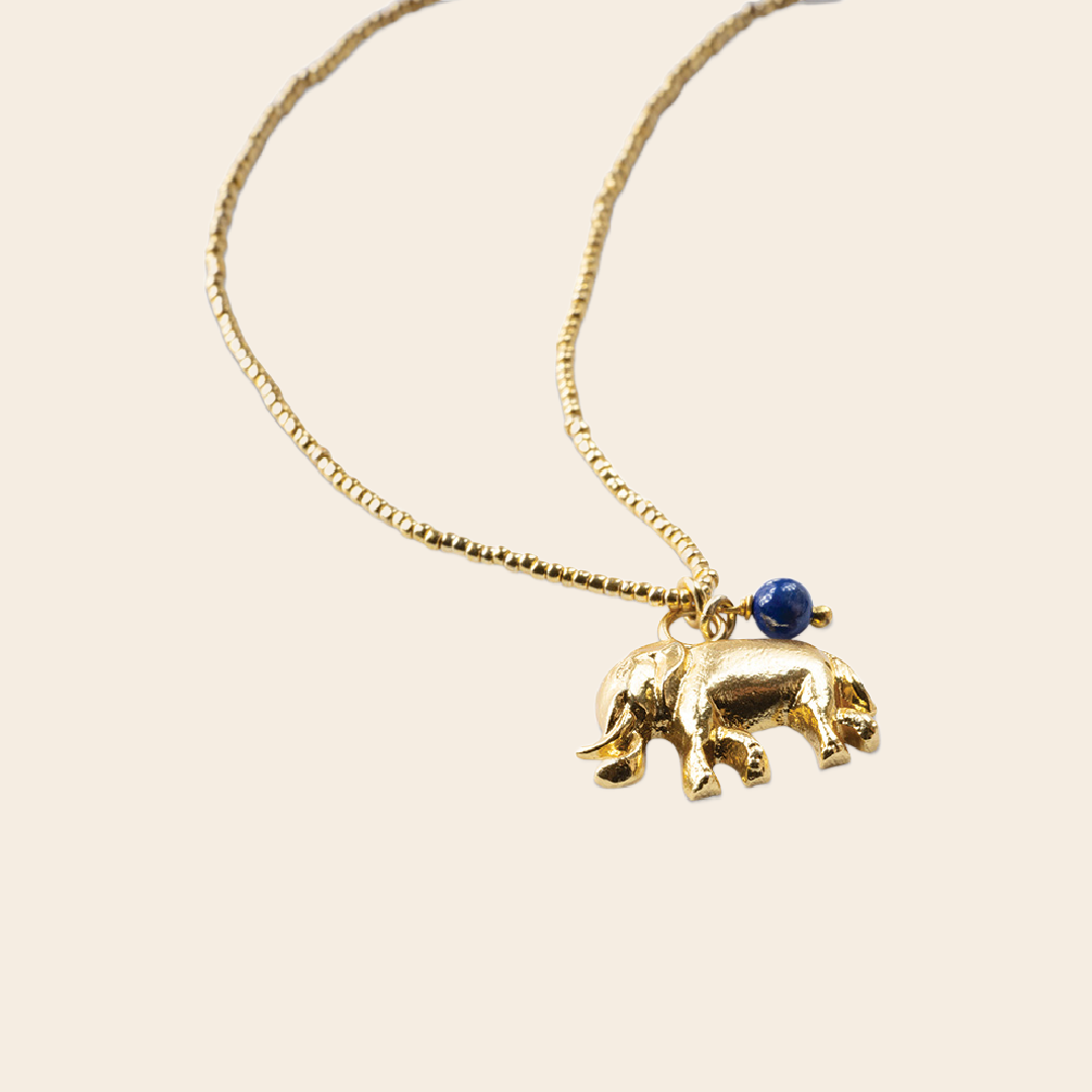 A Beautiful Story ketting 'Paradise' olifant - lapis lazuli