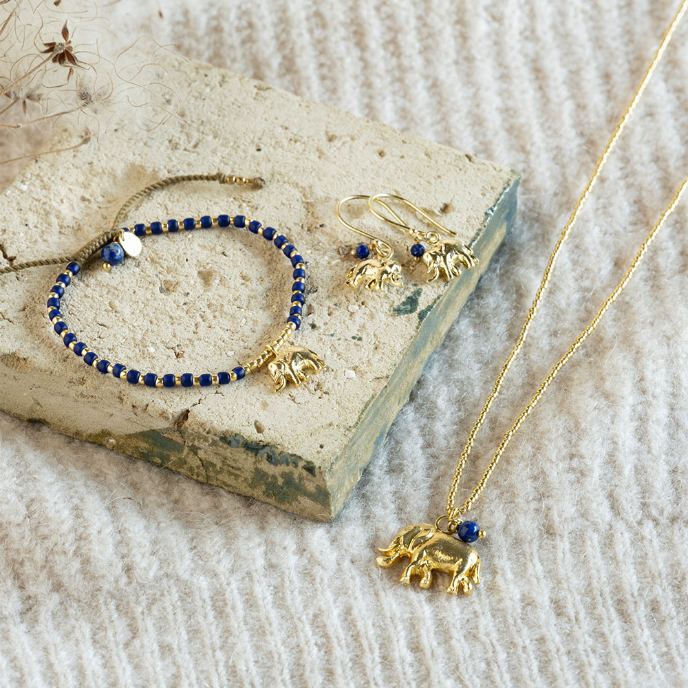 A Beautiful Story ketting 'Paradise' olifant - lapis lazuli