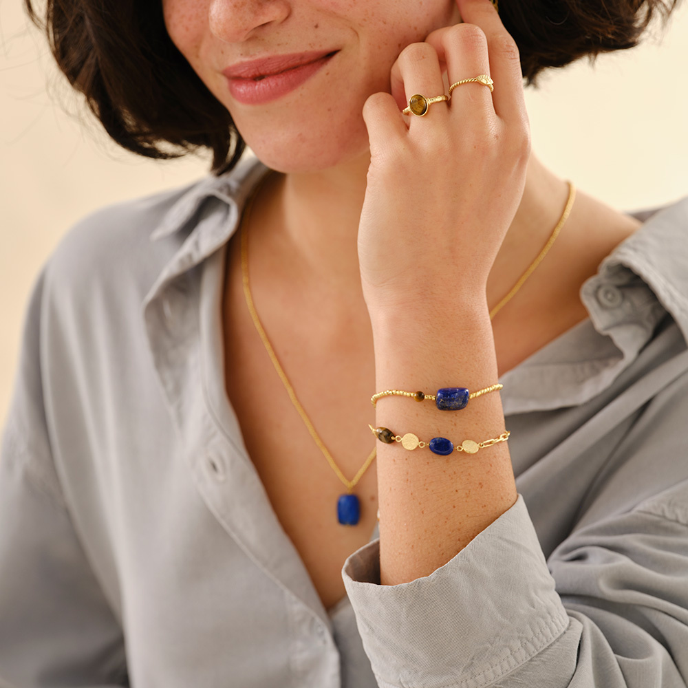 A Beautiful Story armband 'Surprise' - lapis lazuli / citrien