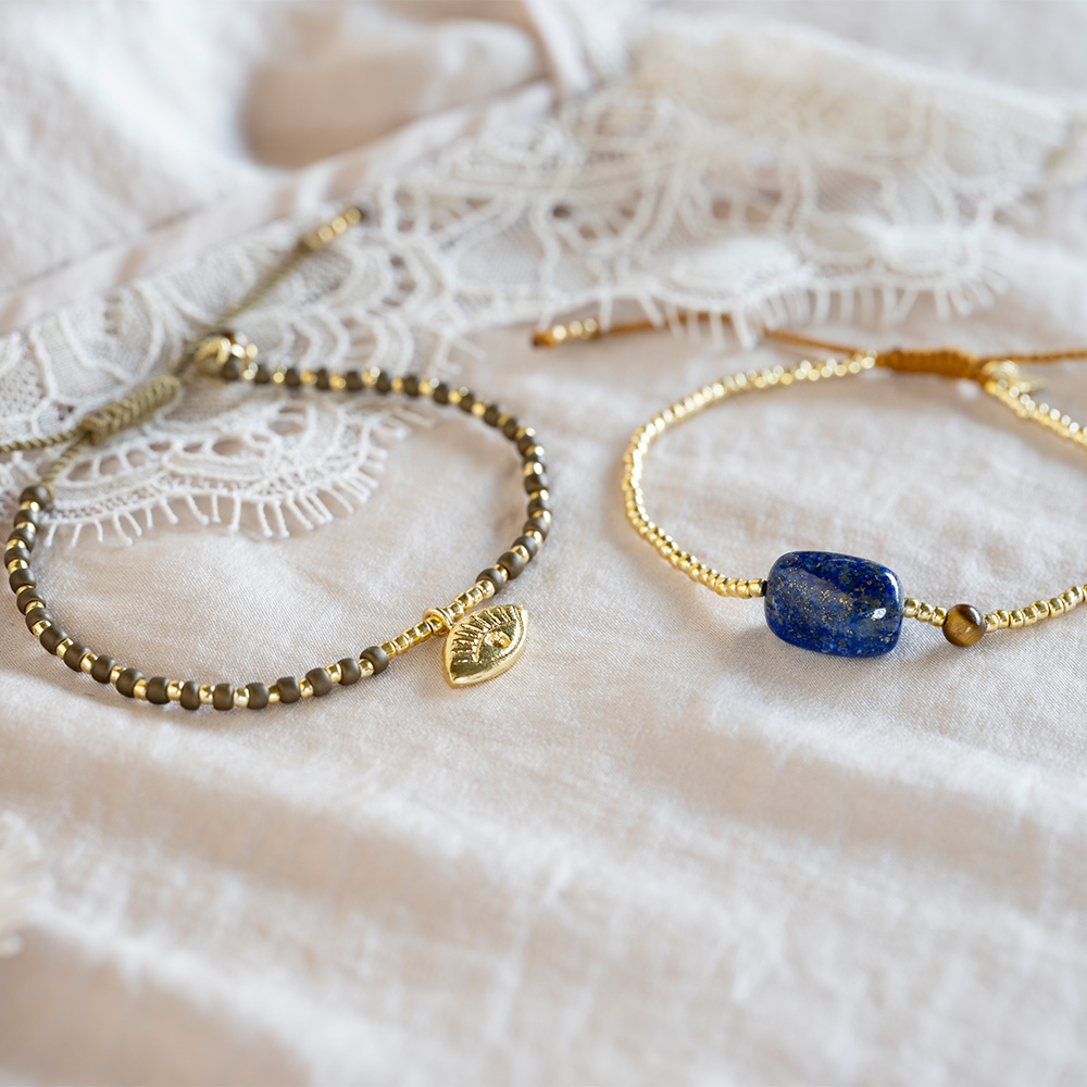 A Beautiful Story armband 'Surprise' - lapis lazuli / citrien