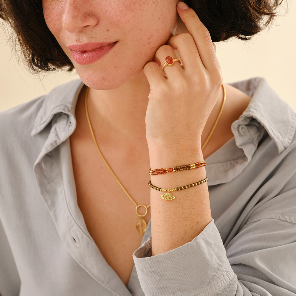 A Beautiful Story armband 'Hoping' oog - tijgeroog