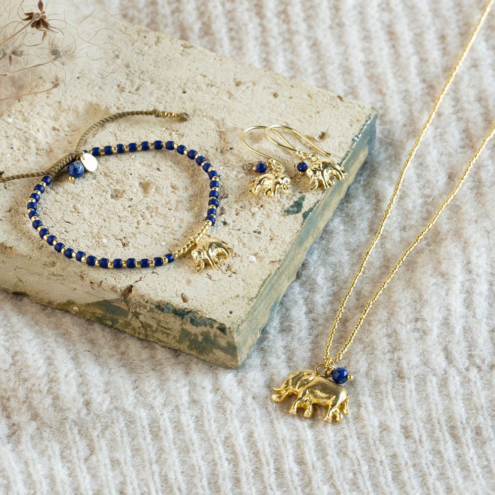 A Beautiful Story armband 'Hoping' olifant - lapis lazuli