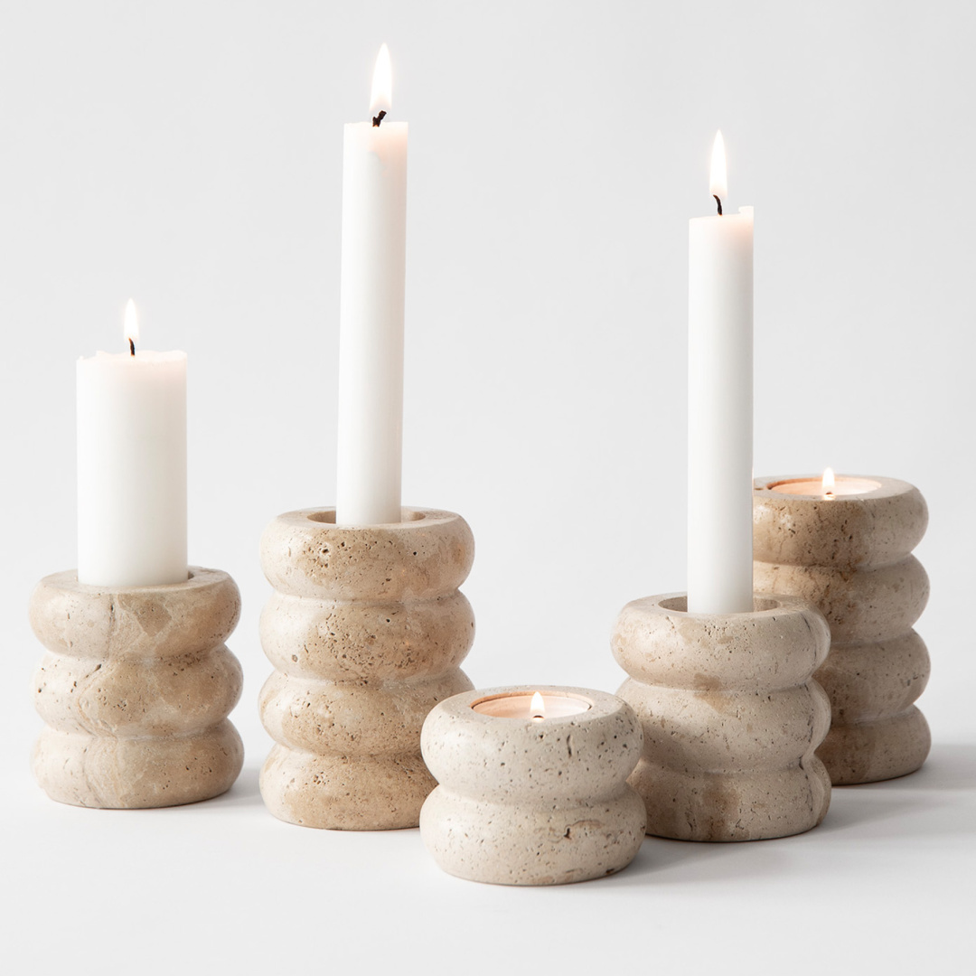 Tell me More candleholder travertin - M