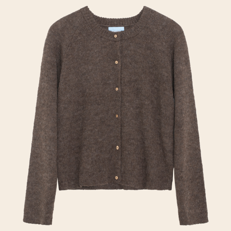 Serendipity cardigan 'Suri' alpaca - pine cone