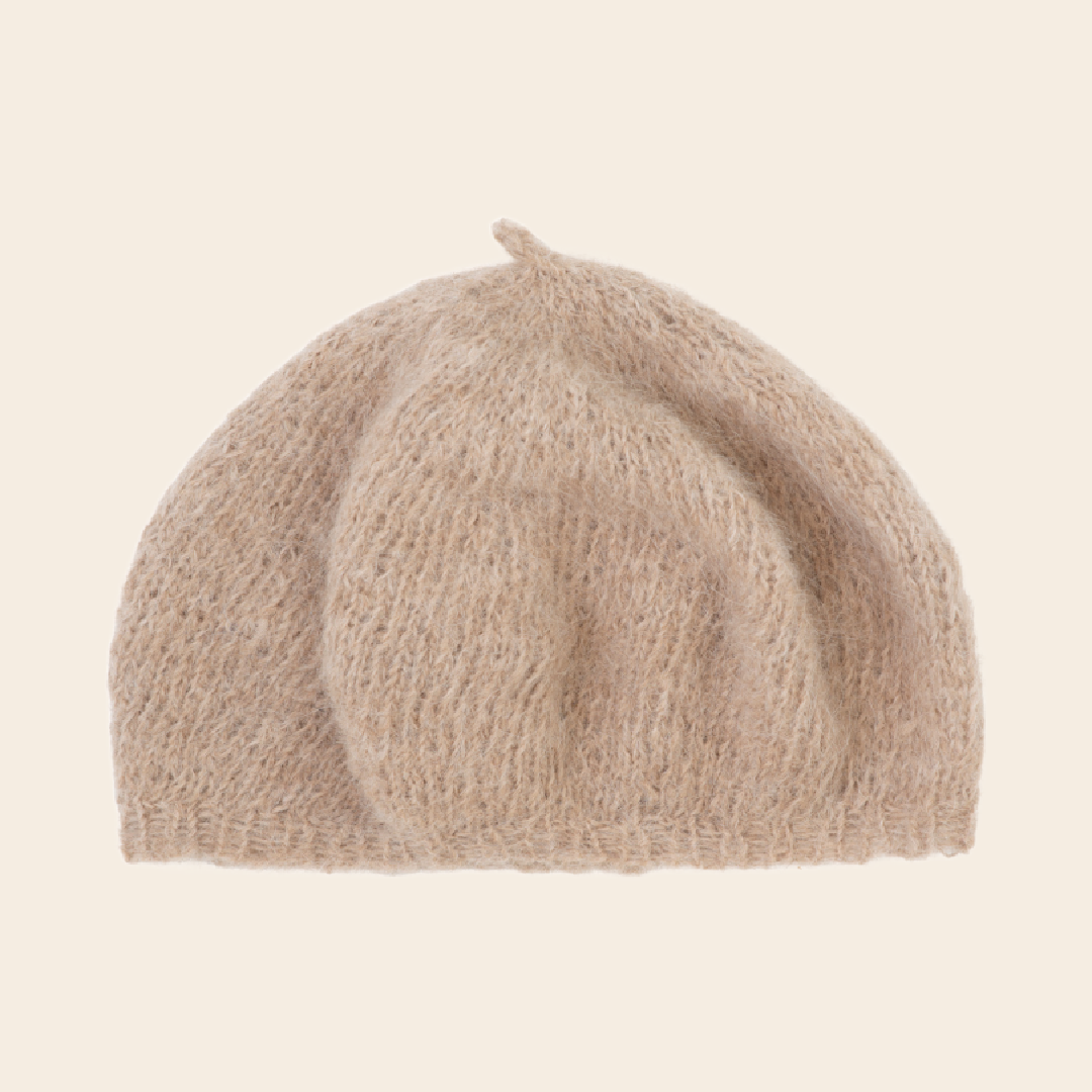 Serendipity beret  'Suri' rib alpaca - pine cone