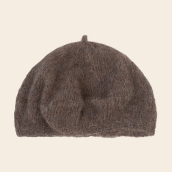 Serendipity beret  'Suri' rib alpaca - pine cone