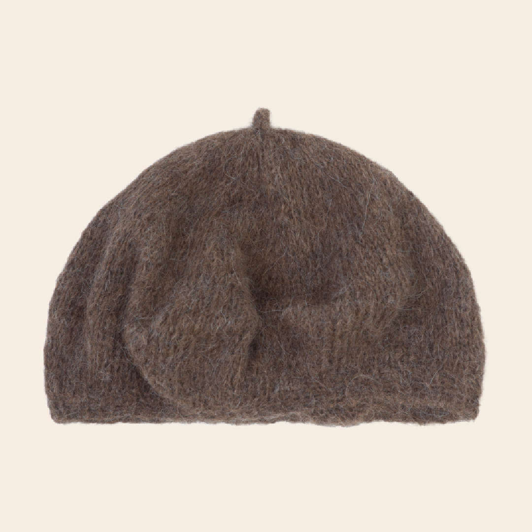 Serendipity beret 'Suri' rib alpaca - pine cone