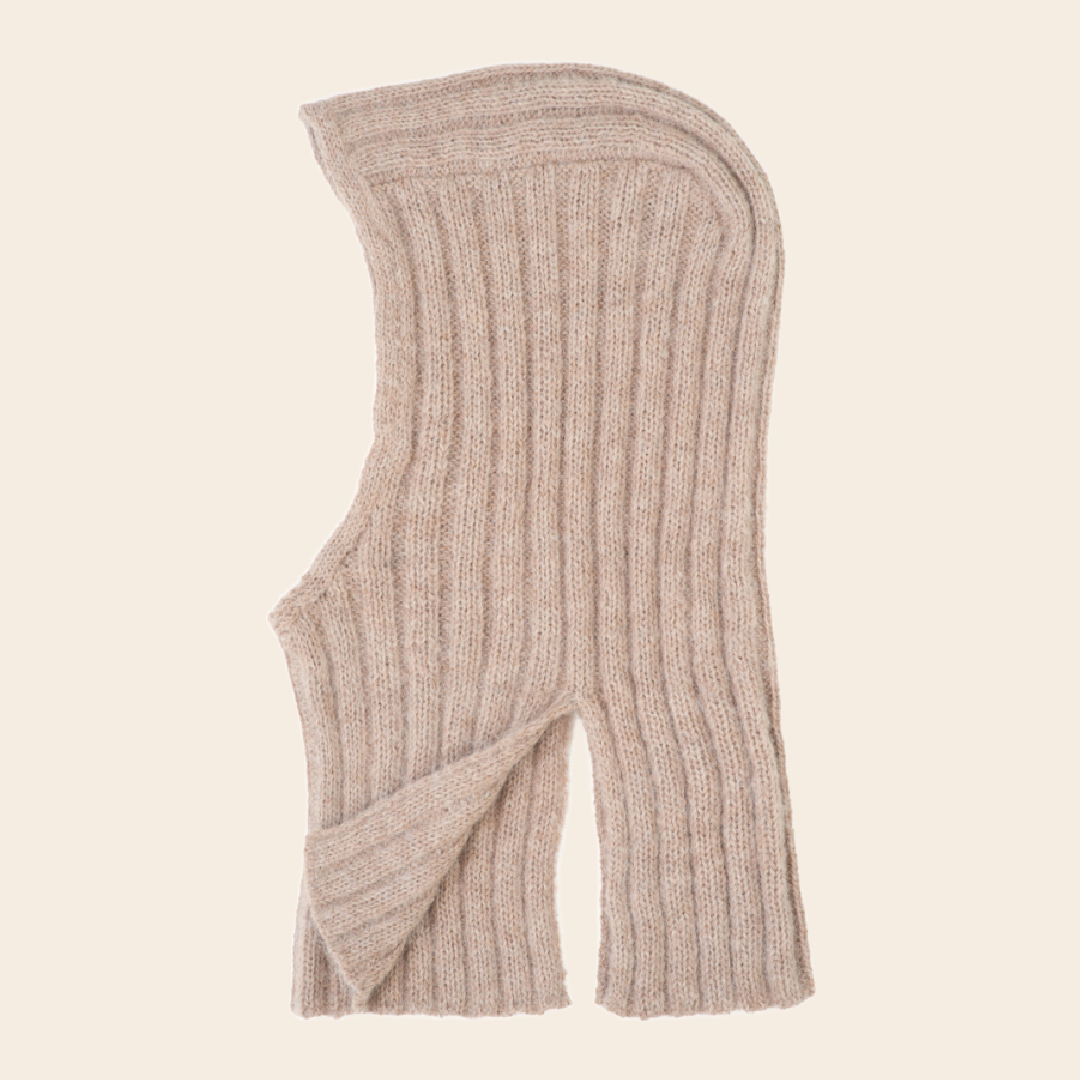 Serendipity balaclava 'Suri' rib alpaca - beige