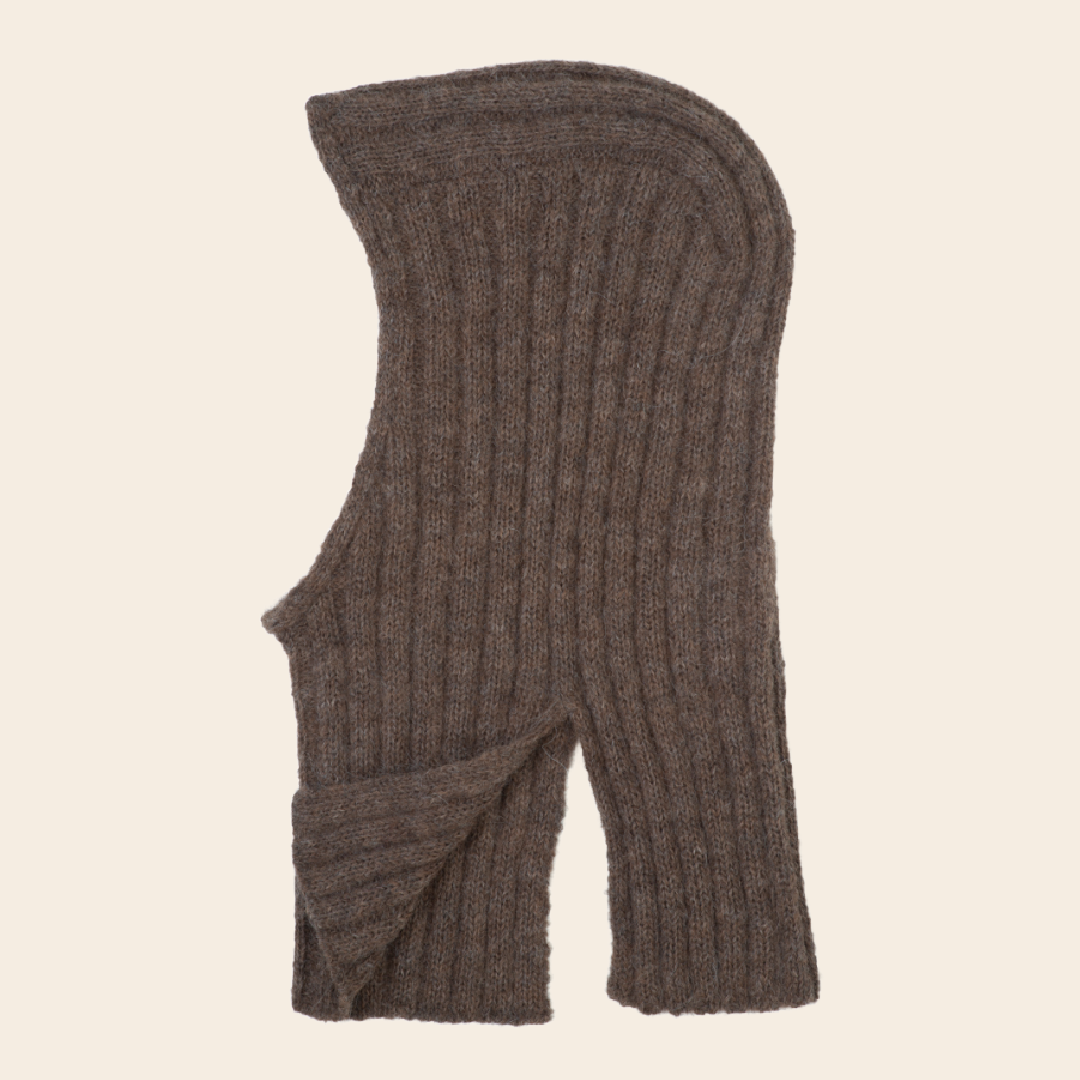 Serendipity balaclava 'Suri' rib alpaca - pine cone
