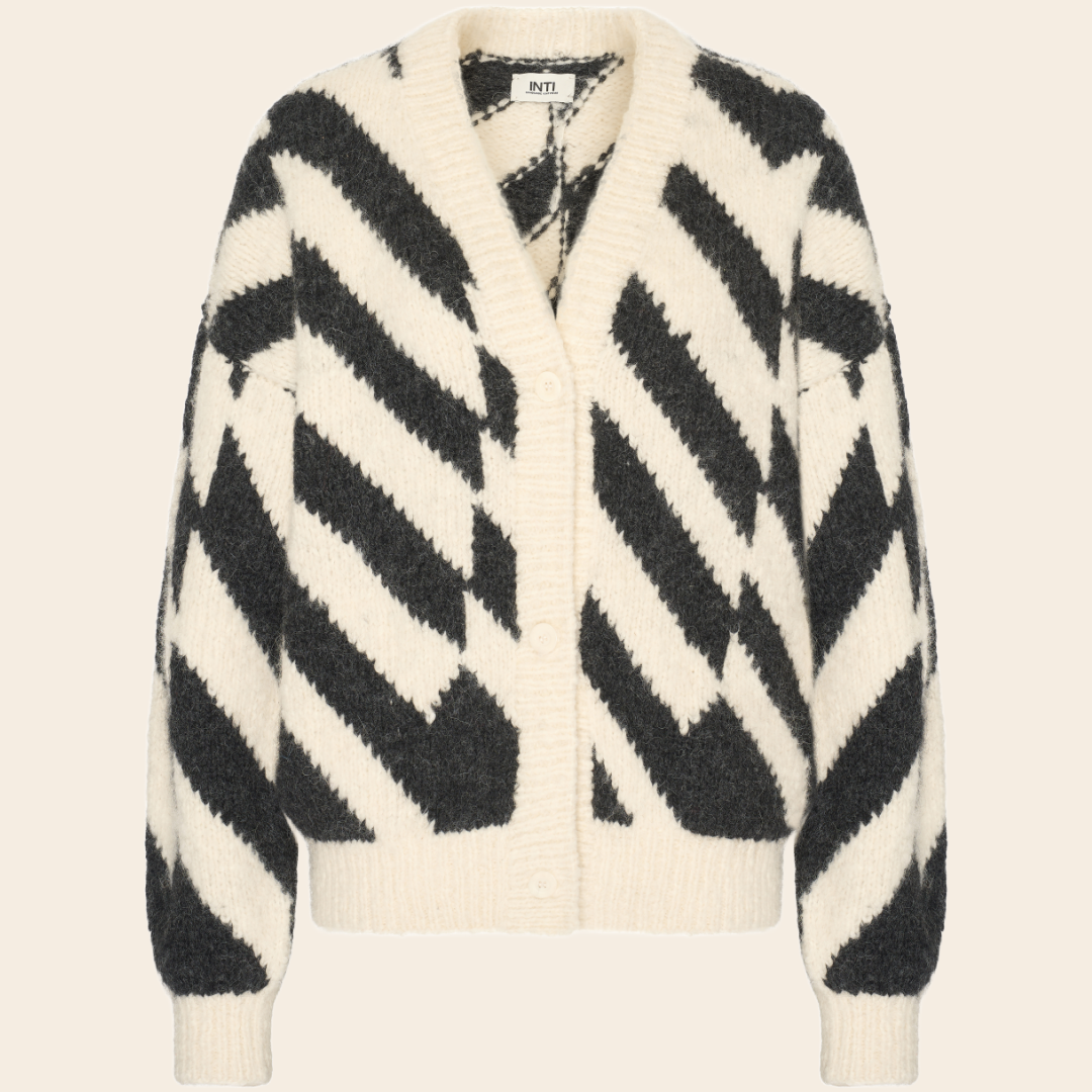 Inti Knitwear vest 'Martina' alpaca - marfil / negro