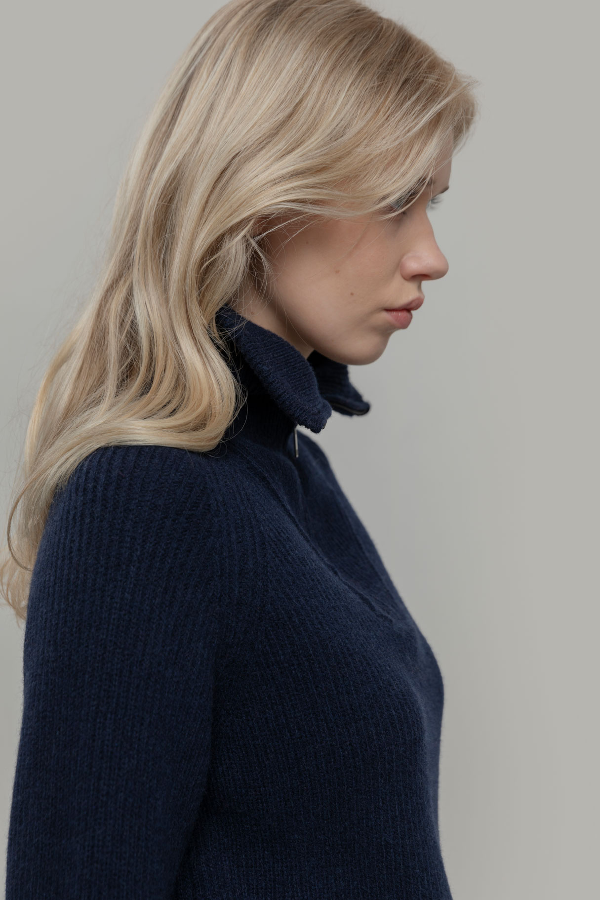 Rifo trui met rits 'Annalisa' cashmere - navy