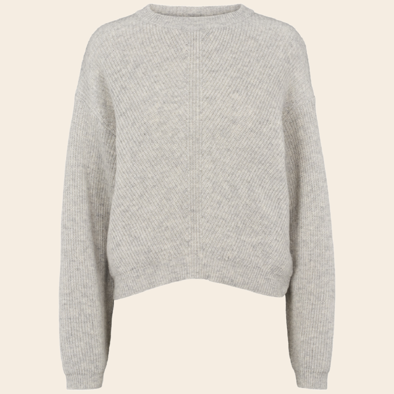 Basic Apparel O-neck 'Line' - licht grijs