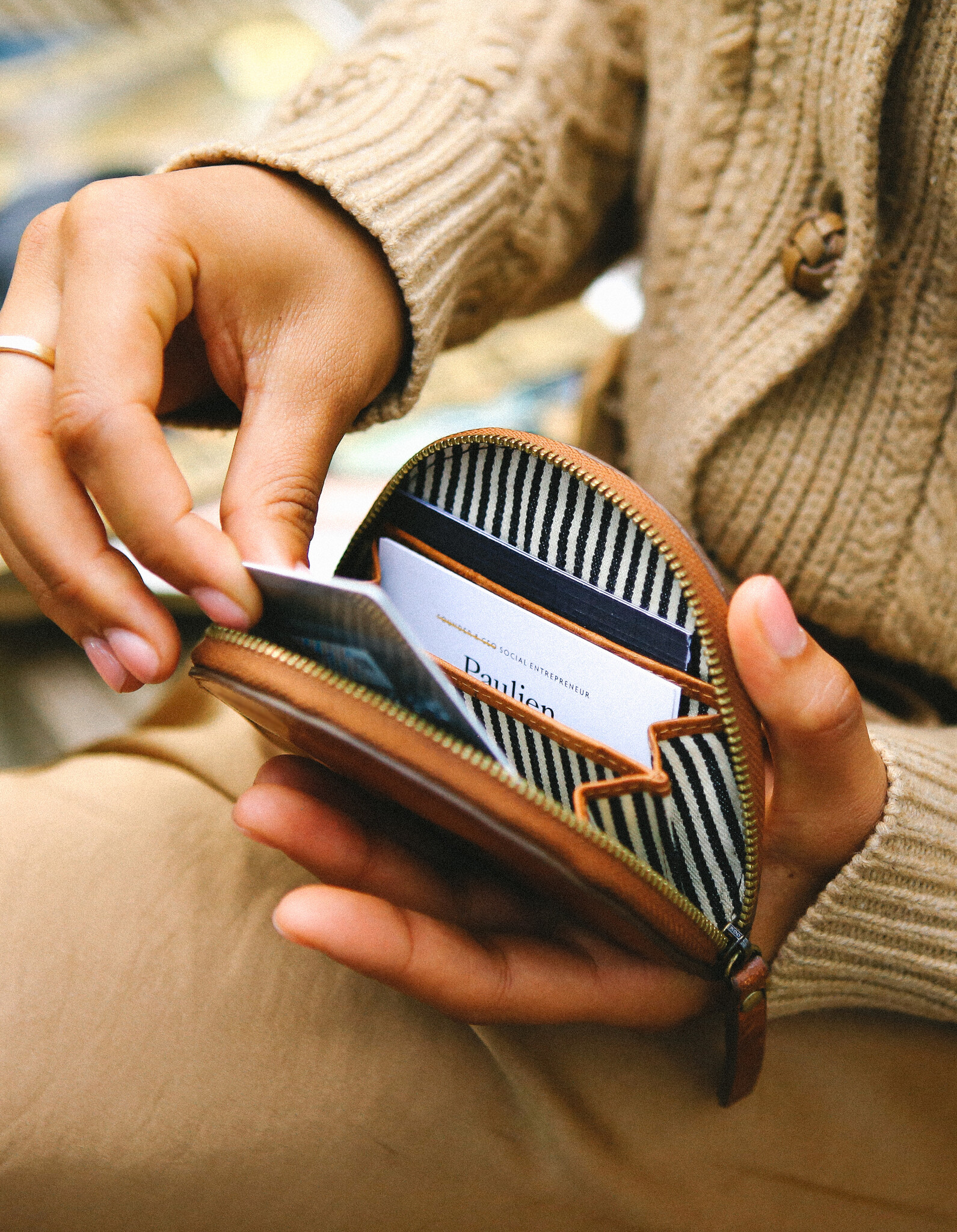 OMyBag coin purse 'Laura' cognac