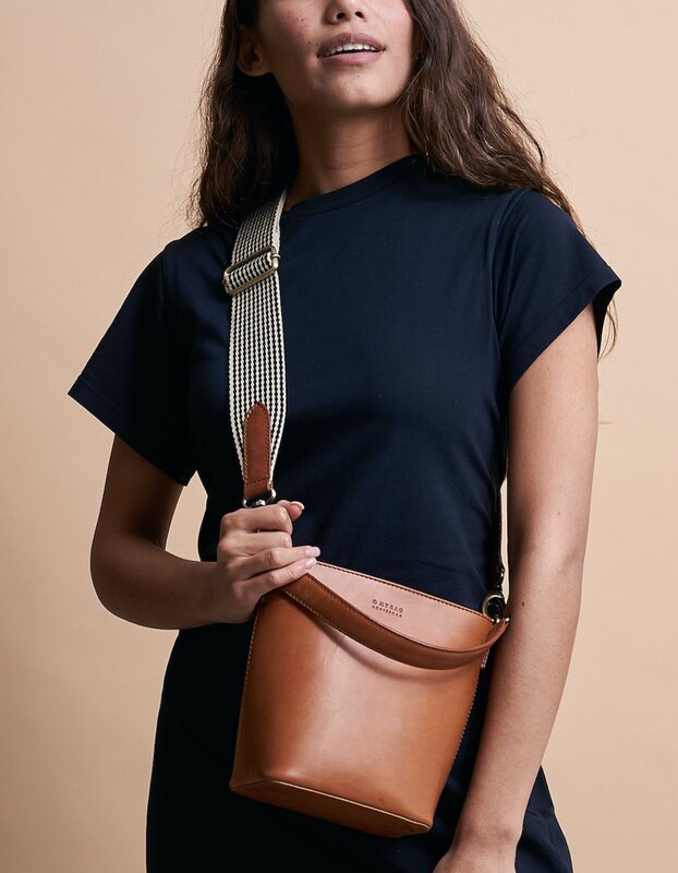 OMyBag strap 'Webbing' cognac - checked