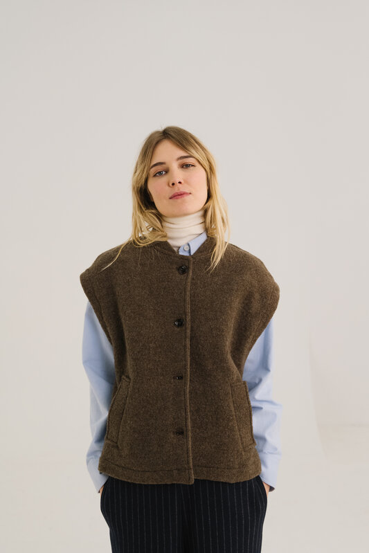 SacreCoeur mouwloos vest 'Sonny' wol - marron
