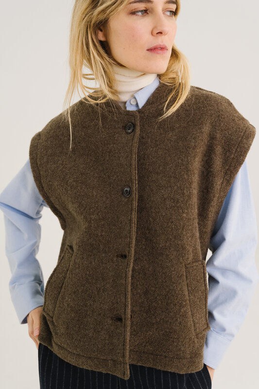 SacreCoeur mouwloos vest 'Sonny' wol - marron