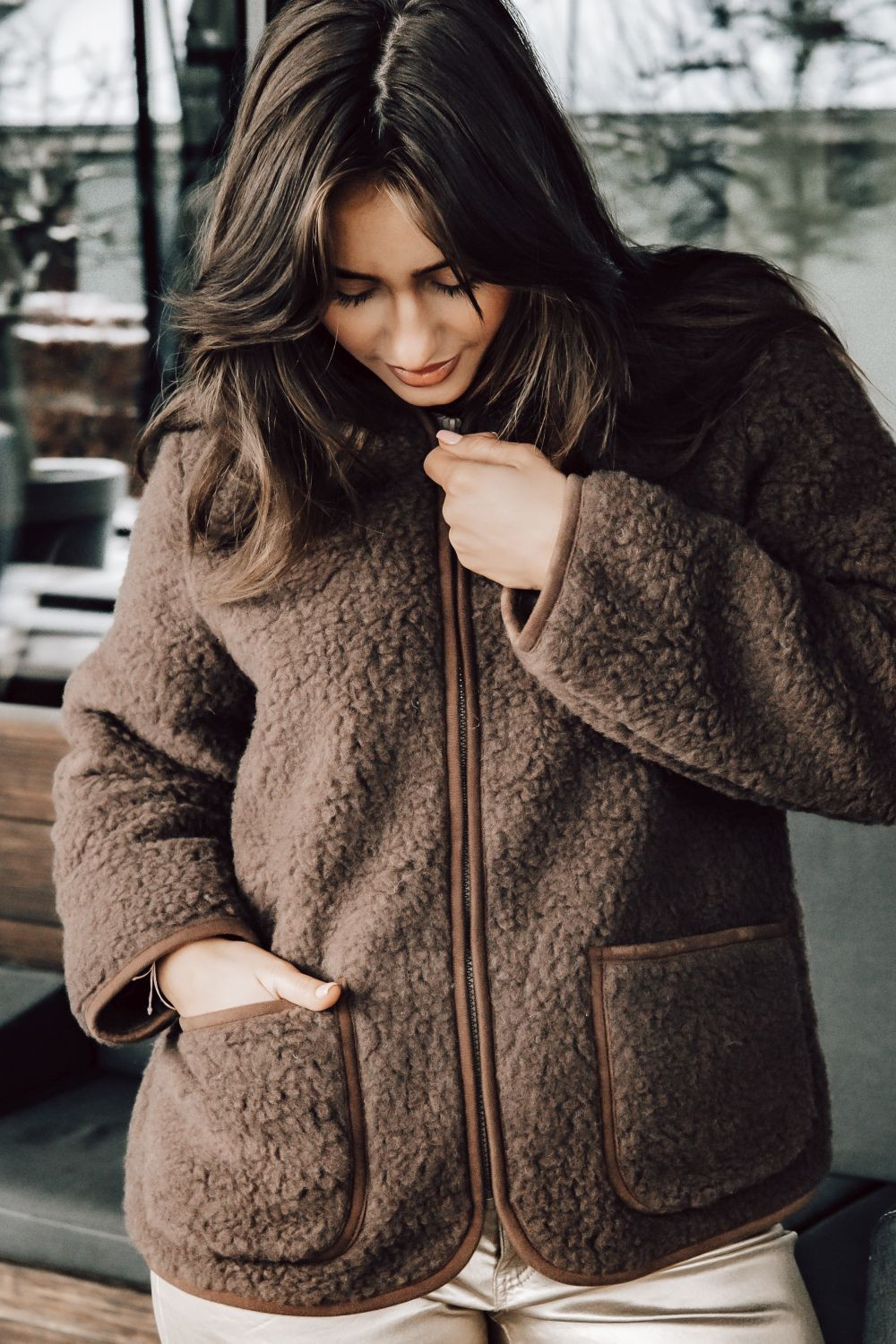 Alwero vest 'Koru' wol - choco martini