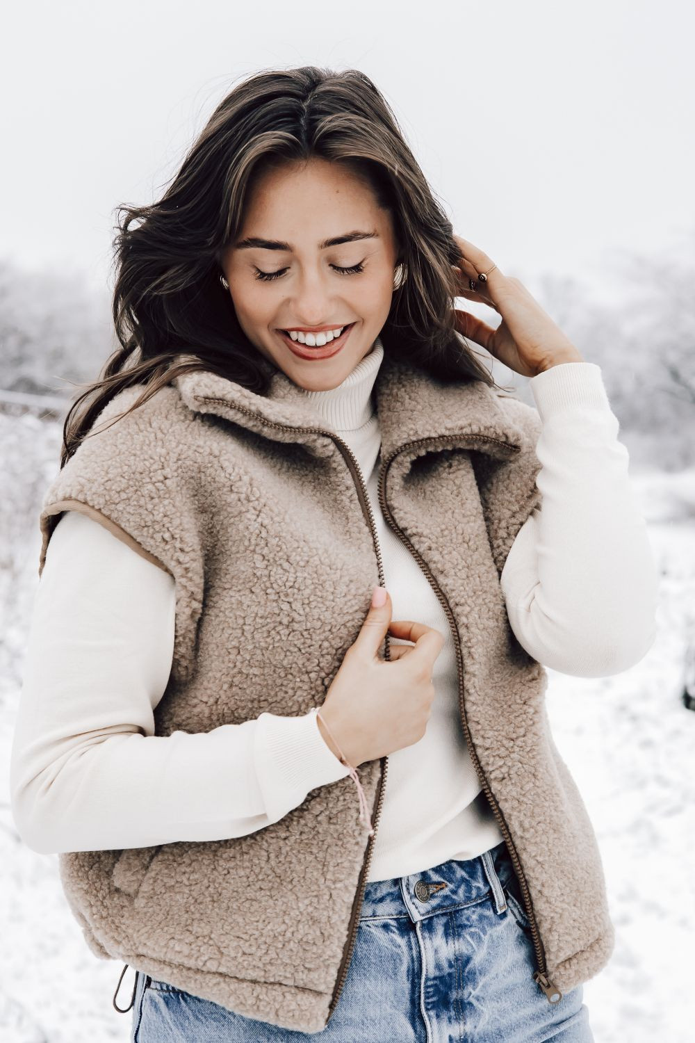 Alwero bodywarmer 'Isla Light' wol - tan