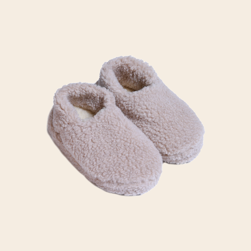 Alwero slippers 'Siberian' wool - beige